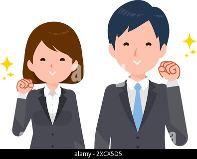 Geschäftsleute in Anzügen. Glücklich, zufrieden. Stock Vektor