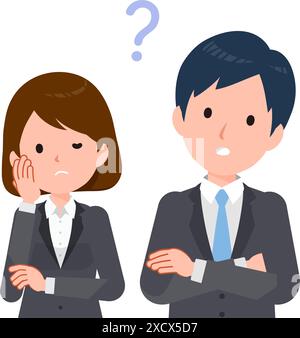 Geschäftsleute in Anzügen. Sorgen, Zweifel, Ängste. Stock Vektor