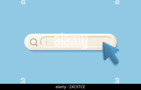Navigationssuche nach einem Webbrowser mit einem 3D-Mauszeiger in Form eines Pfeils. Vorlage für Suchleiste für Website. Vektorabbildung. Stock Vektor