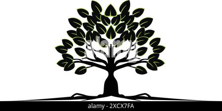 Ein vielseitiges Baumlogo, das Natur und Nachhaltigkeit symbolisiert und perfekt für umweltfreundliche Marken, Umweltorganisationen und Unternehmen geeignet ist Stock Vektor