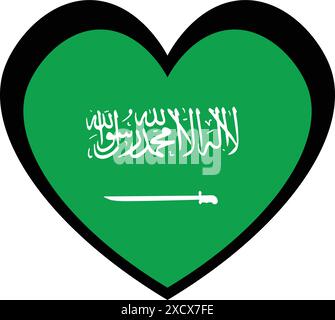 Eine Illustration eines Herzsymbols mit der Flagge Saudi-Arabiens, die Liebe und Stolz für Saudi-Arabien symbolisiert Stock Vektor