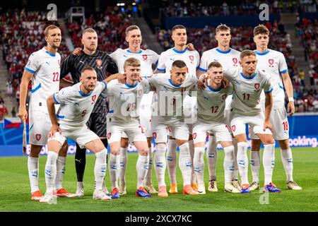 Leipzig, Deutschland. Juni 2024. Das Startelf Tschechiens für das UEFA Euro 2024 Spiel in der Gruppe F zwischen Portugal und Tschechien in der Red Bull Arena in Leipzig. Stockfoto