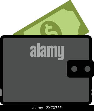 Eine Illustration einer Geldbörse mit Geld, die ein praktisches und elegantes Symbol für Finanzen darstellt Stock Vektor