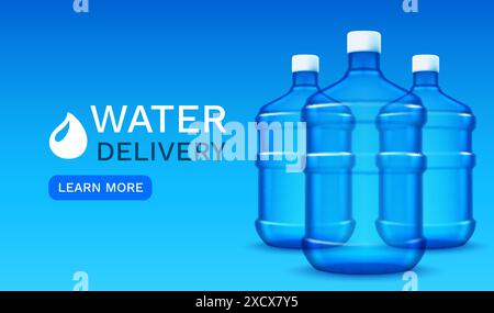 Lieferung von gefiltertem Trinkwasser, Werbedeckel. Vektor Stock Vektor