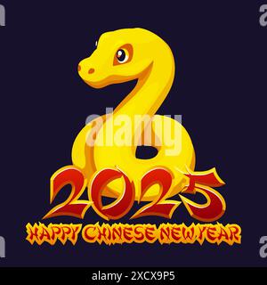 Happy Chinese New Year 2025 das Sternzeichen der Schlange. Grußkarte Stock Vektor