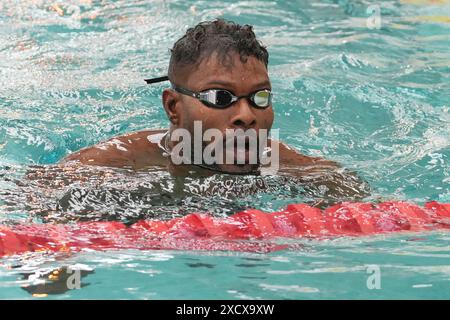 Chartres, Frankreich. Juni 2024. Mehdy Metella, Heat Men's 100 M Freestyle während der französischen Schwimmmeisterschaft 2024 am 18. Juni 2024 im Odyssée Aquatic Complex in Chartres, Frankreich - Foto Laurent Lairys/DPPI Credit: DPPI Media/Alamy Live News Stockfoto