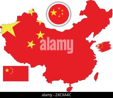 China Karte und Flagge Stock Vektor