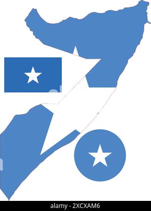 Somalia Karte und Flagge Stock Vektor