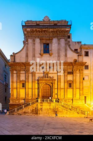 Kirche Santa Caterina bei Nacht, Palermo, Sizilien, Italien Stockfoto