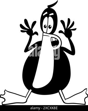 Zeichentrickillustration von verängstigten oder überraschten schwarzen Ententierfiguren Stock Vektor