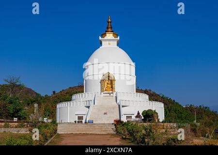 Die Weltfriedenspagode in Pokhara in Nepal Stockfoto