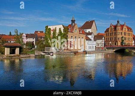 Geographie / Reise, Deutschland, Hessen, Altstadt im Stadtteil Brueckenhausen, Fluss Werra, ADDITIONAL-RIGHTS-CLEARANCE-INFO-NOT-AVAILABLE Stockfoto