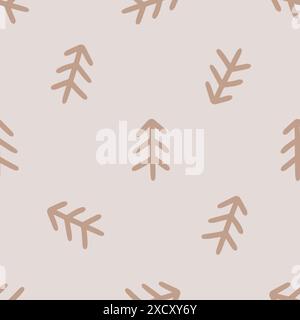 Minimalistisches braunes Baummuster auf Hellrosa Stock Vektor