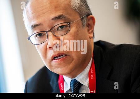 Kopenhagen, Dänemark. Juni 2024. Kotaro Ishi, Missionsleiter der Artikel-IV-Mission, als internationaler Währungsfonds, IWF, hält am Mittwoch, den 19. Juni 2024, in der Nationalbank in Kopenhagen eine Pressekonferenz über die wirtschaftliche und finanzielle Entwicklung Dänemarks ab. (Foto: Ida Marie Odgaard/Ritzau Scanpix) Credit: Ritzau/Alamy Live News Stockfoto