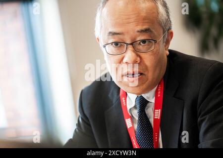 Kopenhagen, Dänemark. Juni 2024. Kotaro Ishi, Missionsleiter der Artikel-IV-Mission, als internationaler Währungsfonds, IWF, hält am Mittwoch, den 19. Juni 2024, in der Nationalbank in Kopenhagen eine Pressekonferenz über die wirtschaftliche und finanzielle Entwicklung Dänemarks ab. (Foto: Ida Marie Odgaard/Ritzau Scanpix) Credit: Ritzau/Alamy Live News Stockfoto