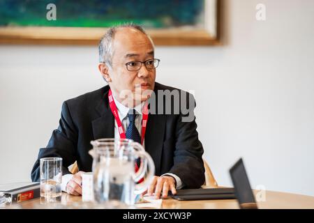 Kopenhagen, Dänemark. Juni 2024. Kotaro Ishi, Missionsleiter der Artikel-IV-Mission, als internationaler Währungsfonds, IWF, hält am Mittwoch, den 19. Juni 2024, in der Nationalbank in Kopenhagen eine Pressekonferenz über die wirtschaftliche und finanzielle Entwicklung Dänemarks ab. (Foto: Ida Marie Odgaard/Ritzau Scanpix) Credit: Ritzau/Alamy Live News Stockfoto