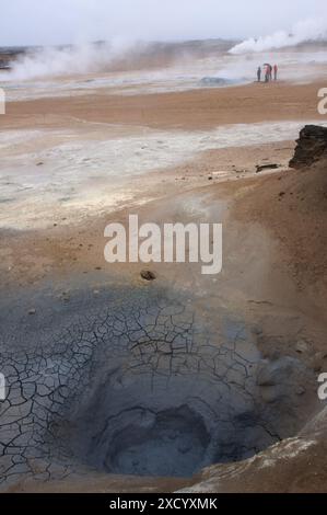 Geothermisches Gebiet in der Nähe des Mývatn-Sees, Nordosten Islands Námafjall. Stockfoto