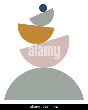 Abstraktes geometrisches Poster mit Balanceformen, Steine. Pastellfarben, Textur. Moderner, trendiger Stil. Geometrisches, handgezeichnetes Design für Tapeten und Wände Stock Vektor