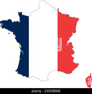 Frankreich Flaggenkarte Konturvektor-Illustration Stock Vektor