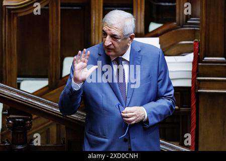 Roma, Italien. Juni 2024. Tommaso Foti durante il Fragestunde alla Camera dei deputati a Roma, Mercoled&#xec;, 19 Giugno 2024 (Foto Roberto Monaldo/LaPresse) Tommaso Foti während der Fragestunde in der Abgeordnetenkammer in Rom, Mittwoch, 19. Juni 2024 (Foto: Roberto Monaldo/LaPresse) Credit: LaPresse/Alamy Live News Stockfoto