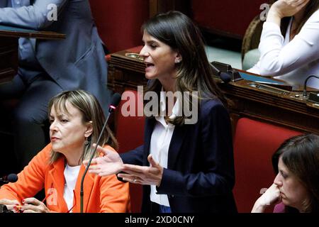 Roma, Italien. Juni 2024. Michela de Biase durante il Fragestunde alla Camera dei deputati a Roma, Mercoled&#xec;, 19 Giugno 2024 (Foto Roberto Monaldo/LaPresse) Michela de Biase während der Fragestunde in der Abgeordnetenkammer in Rom, Mittwoch, 19. Juni 2024 (Foto: Roberto Monaldo/LaPresse) Credit: LaPresse/Alamy Live News Stockfoto