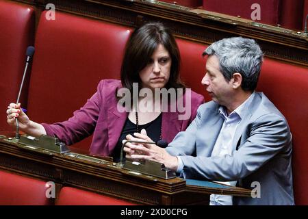 Roma, Italien. Juni 2024. Chiara Braga e Andrea Orlando durante il Fragestunde alla Camera dei deputati a Roma, Mercoled&#xec;, 19 Giugno 2024 (Foto Roberto Monaldo/LaPresse) Chiara Braga und Andrea Orlando während der Fragestunde in der Abgeordnetenkammer in Rom, Mittwoch, 19. Juni 2024 (Foto: Roberto Monaldo/LaPresse) Credit: LaPresse/Alamy Live News Stockfoto