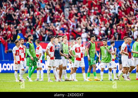 Hamburg, Deutschland. Juni 2024. Die Spieler Kroatiens sahen nach dem Spiel der UEFA Euro 2024 in der Gruppe B zwischen Kroatien und Albanien im Volksparkstadion in Hamburg. Quelle: Gonzales Photo/Alamy Live News Stockfoto