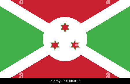 Nationalflagge von Burundi, das offizielle Symbol des Staates Stock Vektor