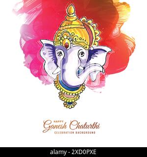 Aquarellfarbe ganesh Chaturthi-Kartenkonzept Hintergrund Stock Vektor