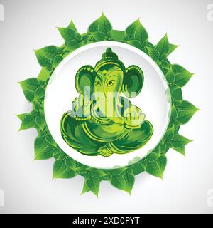 Wunderschöner grüner ganesh Chaturthi-Karten-Hintergrund Stock Vektor