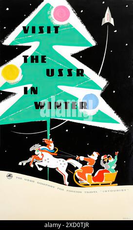 Besuchen Sie die UdSSR im Winter, Intourist, ca. 1950er Jahre - Vintage Print Poster Stockfoto