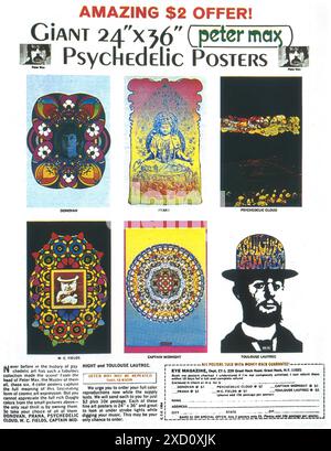 Peter Max psychedelische Plakate von Eye Magazin Werbespot Stockfoto