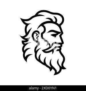 Zeus-Logo oder Symbol der modernen Linie. Vektorgrafik und Ikonendesign mit auffälligen Konturen. Schwarzes und weißes minimalistisches Pixel Perfect-Symbol isoliert die weiße Rückseite Stock Vektor