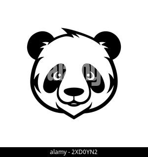 Panda-Logo oder moderne Linie. Vektorgrafik und Ikonendesign mit auffälligen Konturen. Schwarzes und weißes minimalistisches Pixel Perfect-Symbol isoliert weiße bac Stock Vektor