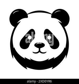 Panda-Logo oder moderne Linie. Vektorgrafik und Ikonendesign mit auffälligen Konturen. Schwarzes und weißes minimalistisches Pixel Perfect-Symbol isoliert weiße bac Stock Vektor