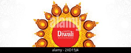 Wunderschönes dekoratives diwali Diya Bannerdesign Stock Vektor