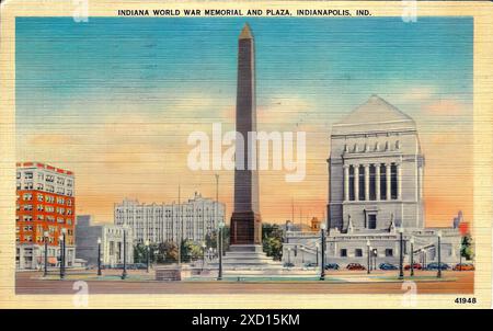 Indiana World war Memorial and Plaza, Indianapolis, Ind. - Poster mit Vintage-Druck Stockfoto