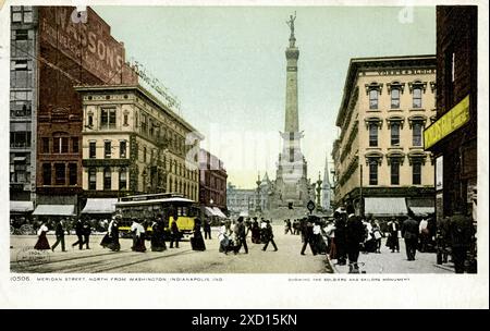 Meridian Street North von Washington [Street], Indianapolis, Ind., zeigt das Soldiers and Sailors Monument, 1904. - Poster Mit Vintage-Druck Stockfoto