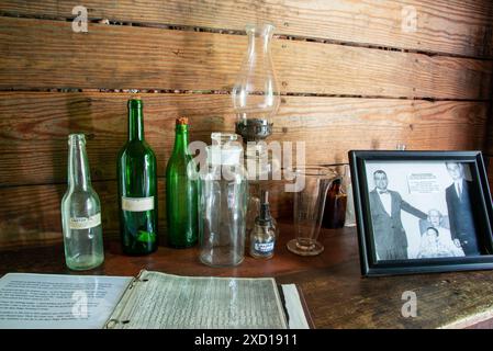 Johnson Farm Homestead am Harkening Hill entlang des Blue Ridge Parkway, Virginia, Stockfoto