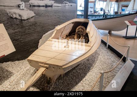 Gänseboot im Maritime Museum of the Atlantic an der Uferpromenade in Halifax, Nova Scotia, Kanada Stockfoto