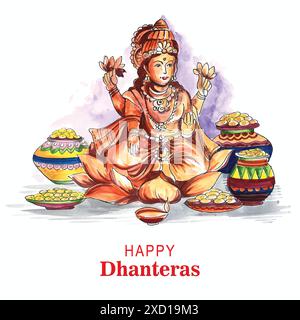 Shubh Dhanteras Göttin Laxami-Feier Hintergrund Stock Vektor
