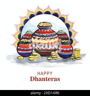 Schöne glückliche Dhanteras goldene Münzen Feier Hintergrund Stock Vektor
