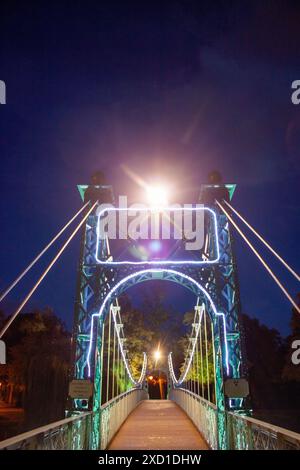 Port Hill Suspension Bridge, Shrewsbury, Shropshire, Großbritannien Stockfoto