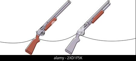 Satz von Glattrohrpistolen, einzeilige durchgehende Zeichnung. Verschiedene moderne Waffen durchgängig eine Zeile Illustration. Lineare Vektordarstellung. Stock Vektor