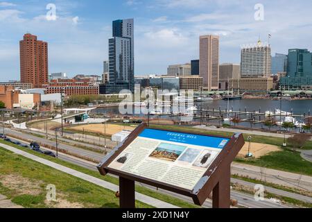 Baltimores Inner Harbor vom Federal Hill Stockfoto