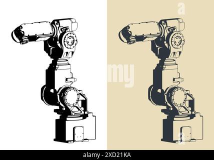 Industrieroboter für automatisierte Produktionslinien Stock Vektor