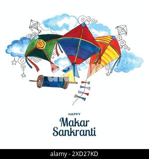Happy makar Sankranti Feier bunte Drachen-Karte Hintergrund Stock Vektor