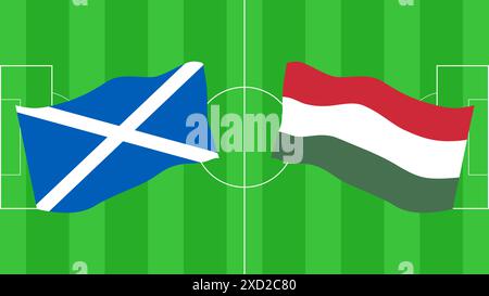 Fußball-Europameisterschaft 2024 in Deutschland. Gruppe A. Schottland Ungarn. Layout Banner Hintergrund Poster Webdesign. Vektorabbildung. Stock Vektor