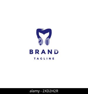 Design Mit Whale Tail Silhouette Inside Tooth Icon. Zahnsymbol Mit Integriertem Logo Für Schwanzwale. Stock Vektor