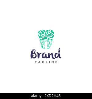 Natürliches Zahnblatt-Logo. Leaves Shape Zahnsymbol Logo Design. Stock Vektor